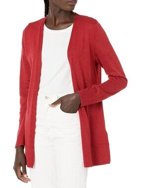 Amazon Essentials Women's Dark Red Long Sleeve Open Front Cardigan Sweaters